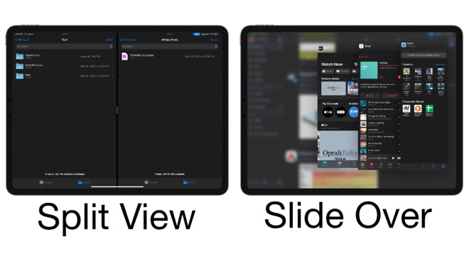 Apps can be arranged on screen using Split View and Slide Over on iPadOS