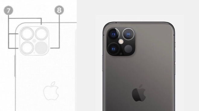 Leaked camera module placement (left) fan render (right)