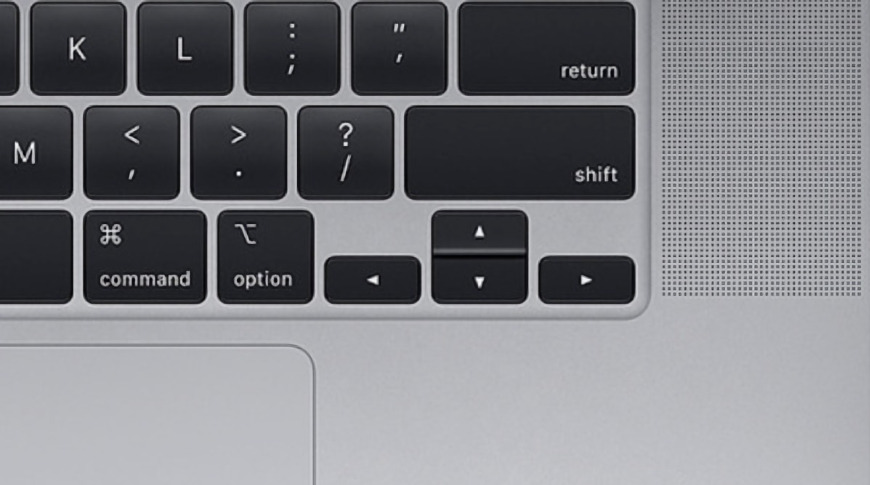 The 16-inch MacBook Pro and the inverted-T arrow keys