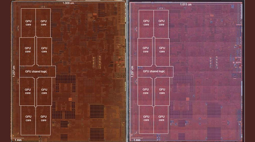 The GPU layouts of the A12Z and A12X are identical [via TechInsights]