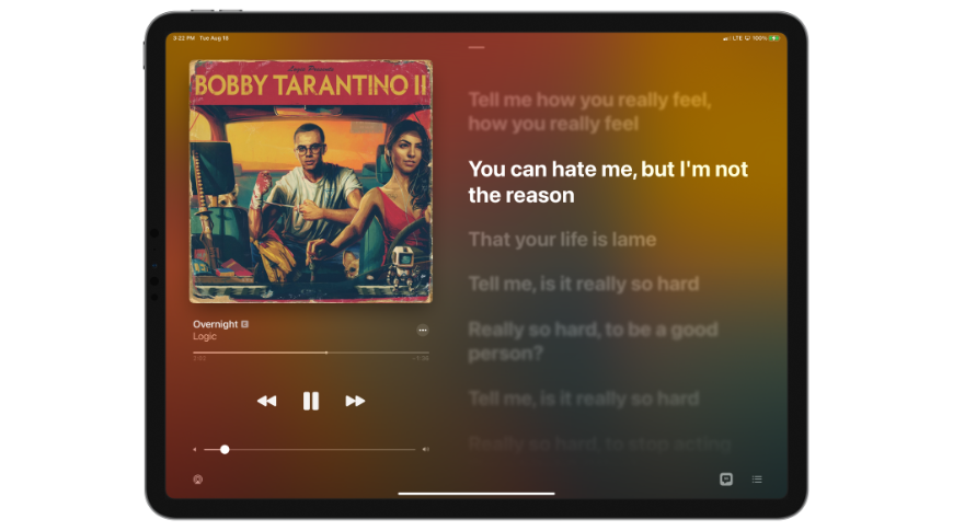 Now Playing is a full-screen experience on iPadOS 14