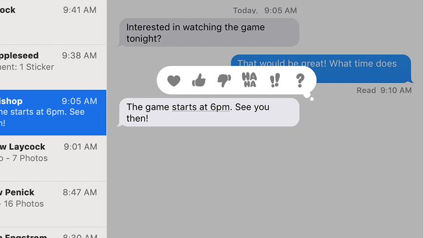 Tapback make it easy to react to a message