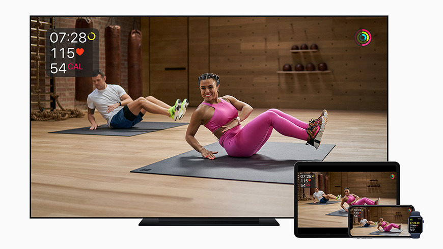 Apple Fitness+ requires an Apple Watch and shows workouts on iPhone, iPad, and Apple TV