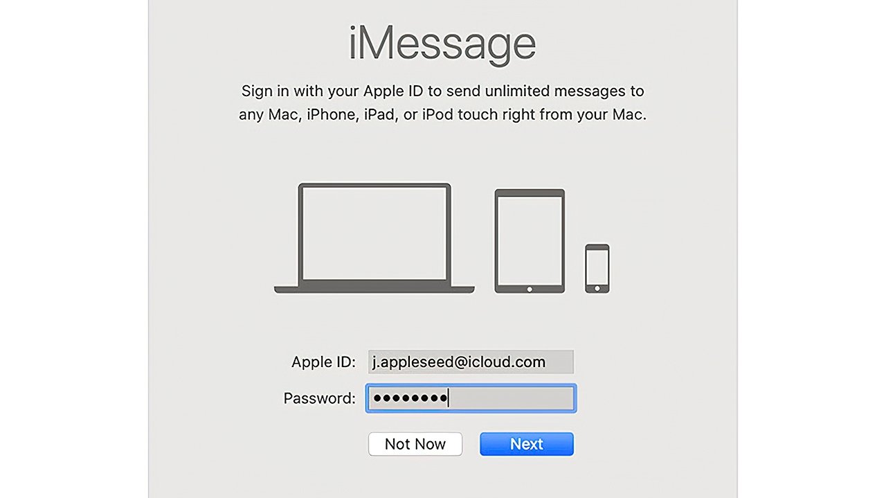 Signing in to iMessage