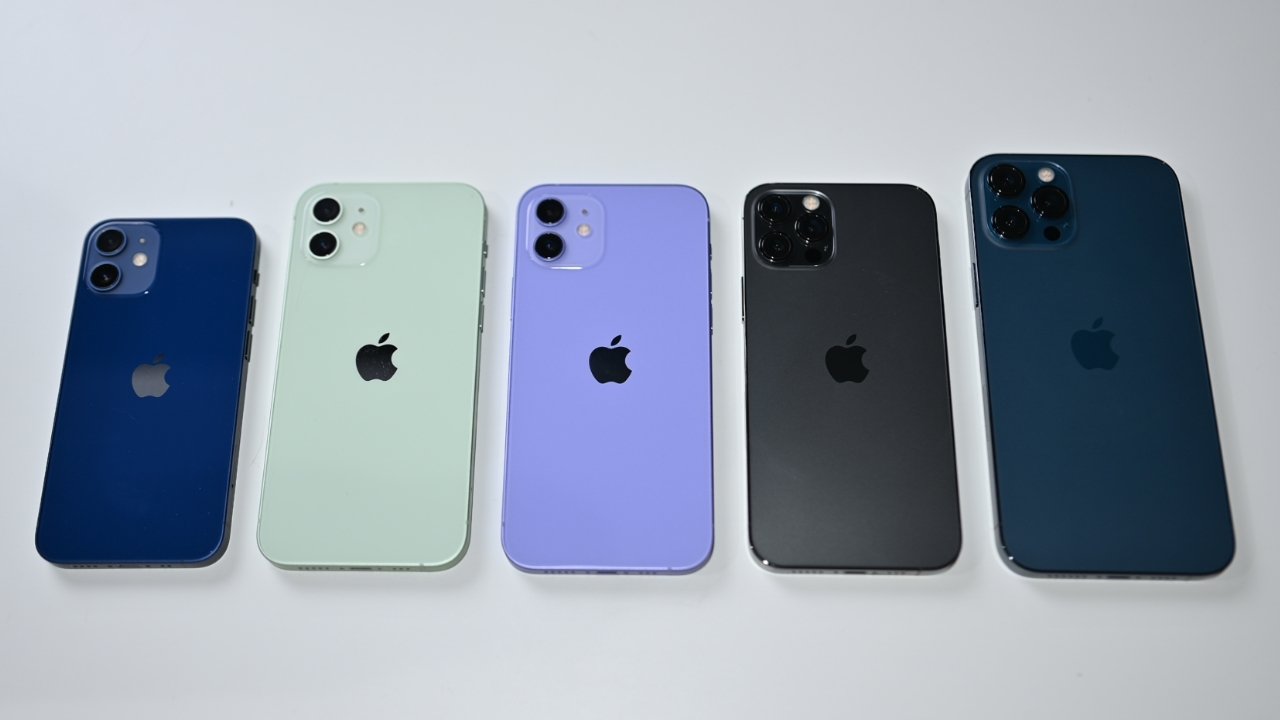 The iPhone 12 lineup including the new purple color