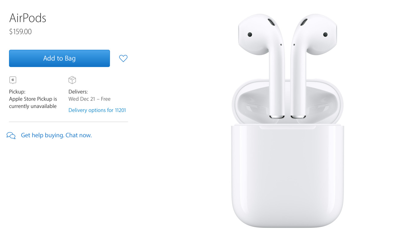 bundet bejdsemiddel Dolke Apple AirPods now available to purchase, deliver Dec. 21 | AppleInsider