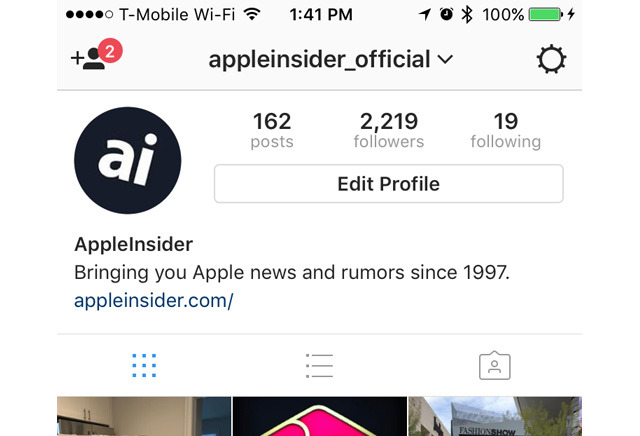 instagram profile page iphone