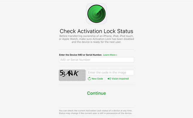 serial icloud check