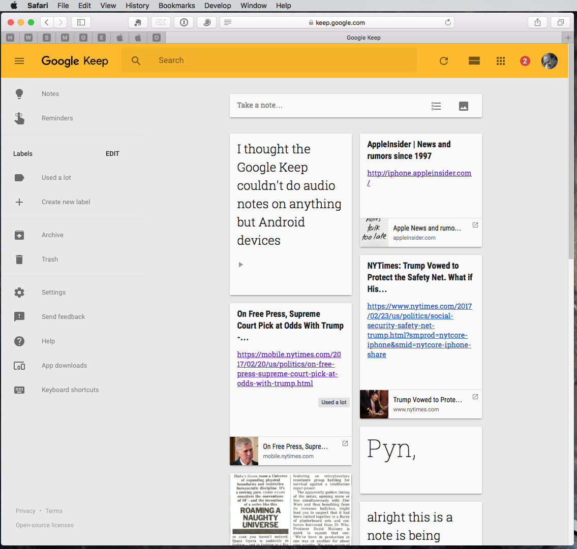 google keep desktop app mac