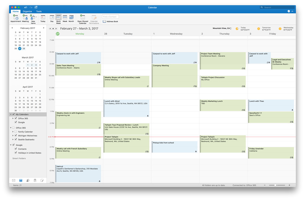 outlook for mac calendar not showing