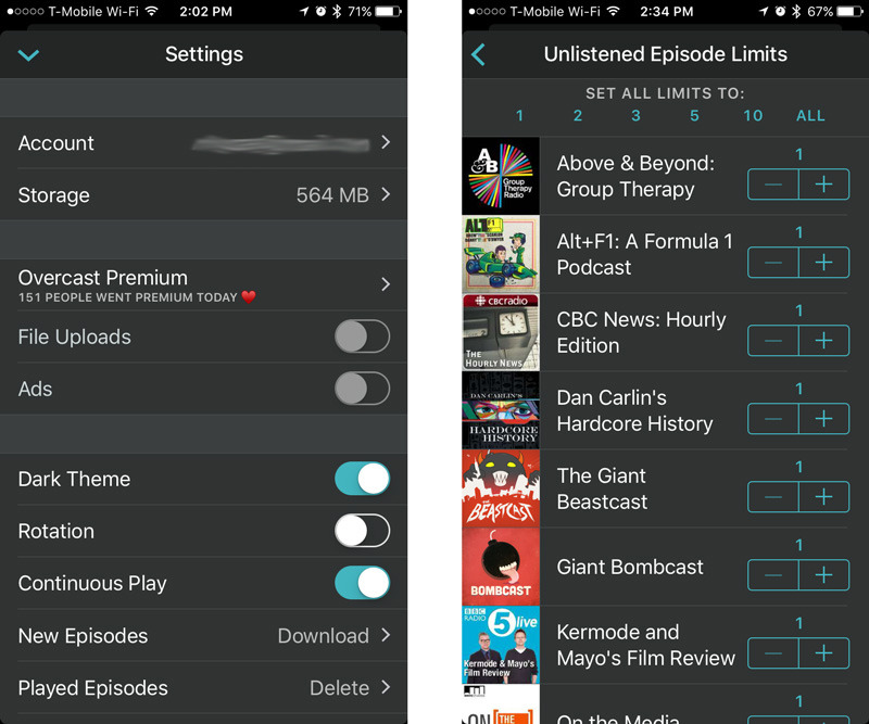 downcast app vs overcast app