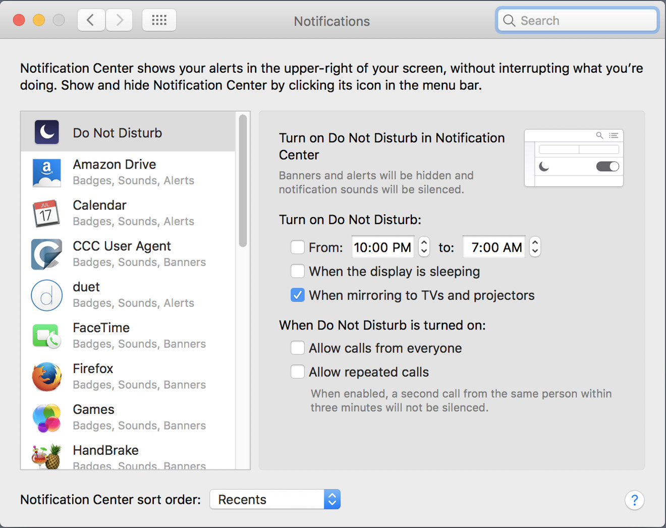 turn off notifications on mac