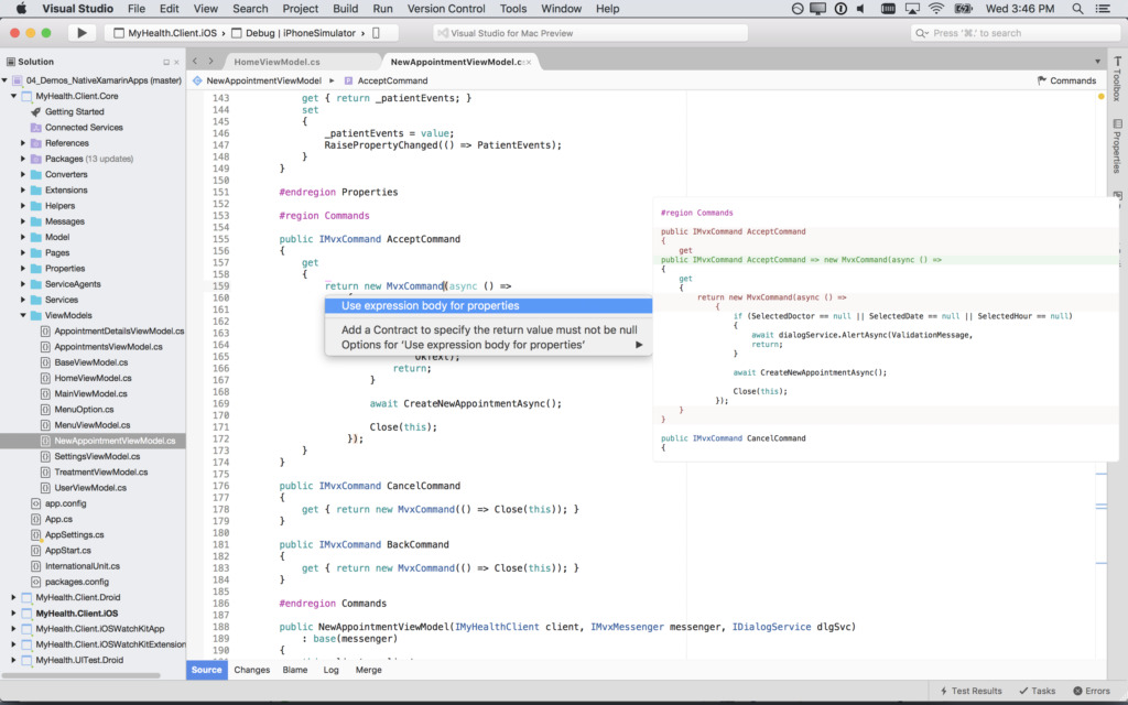 does visual studio for mac have protuping