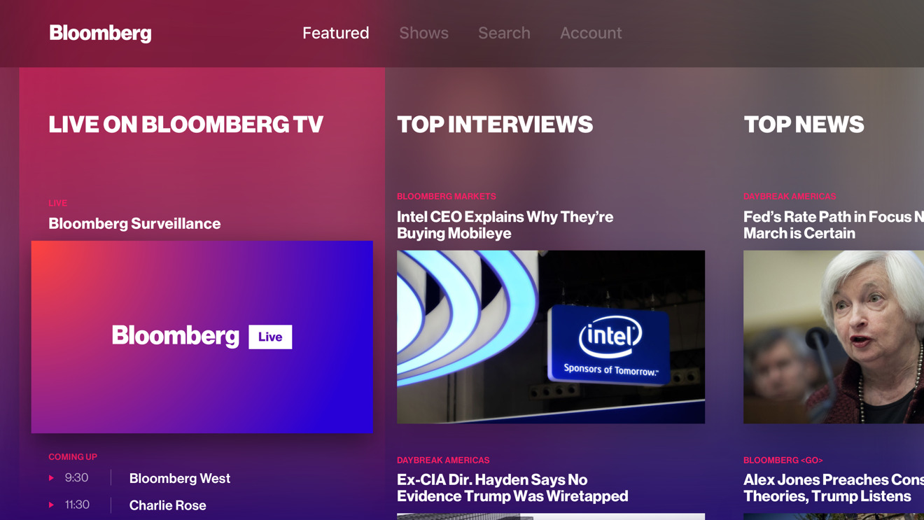 protektor Martyr Andet Bloomberg updates Apple TV app with new UI, live dashboard & more |  AppleInsider