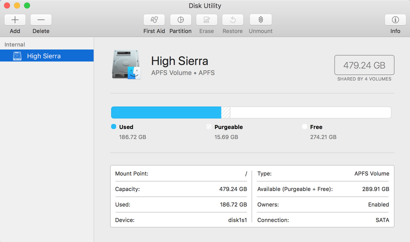 how much space do you need for mac os high sierra