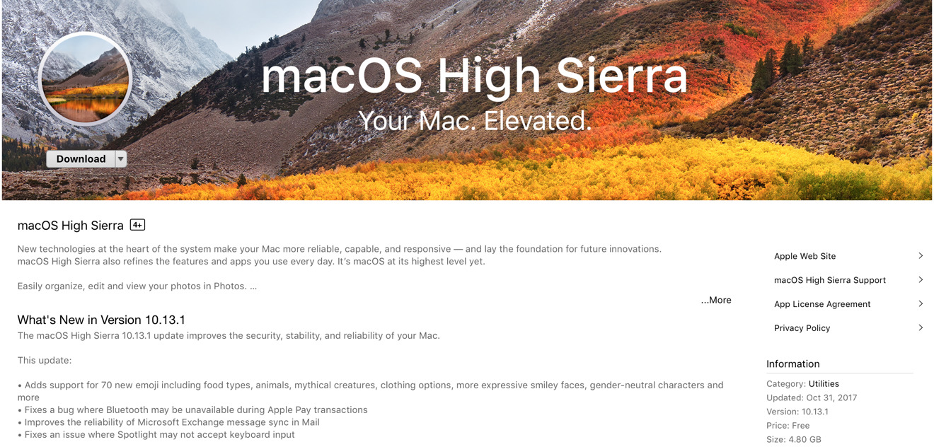 download macos sierra version 10.13 1