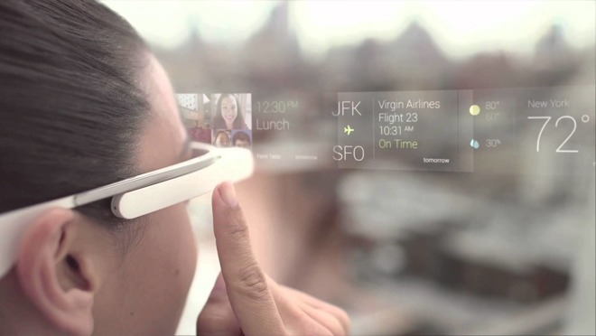 An example of how Google's early AR-like Glass headset offered users data