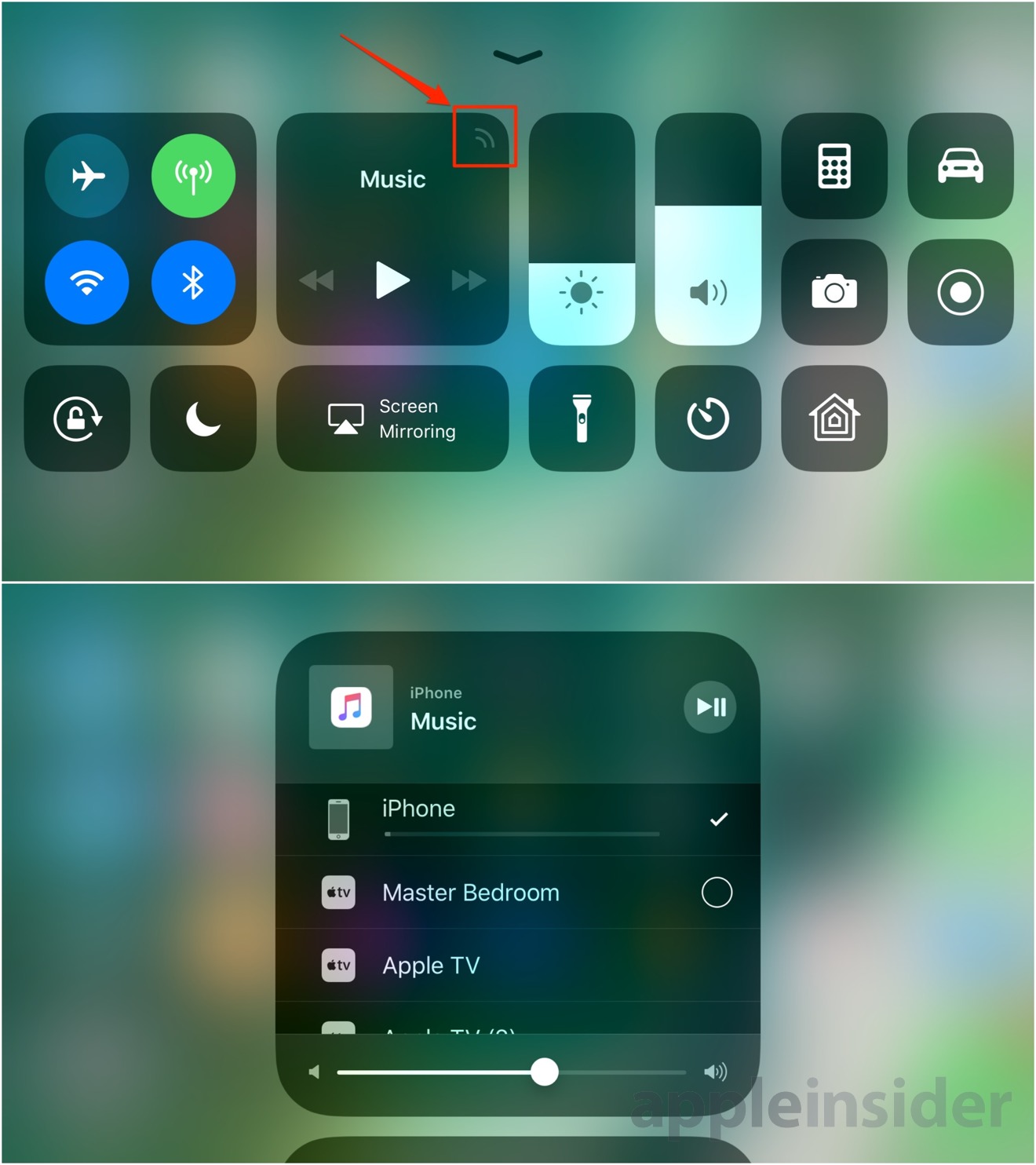 Reminder: Apple includes a tiny AirPlay toggle in iOS 11's Control Center  for iPhone and iPad