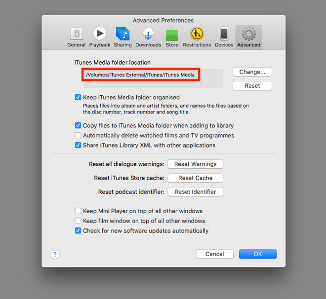 how to change download location to external hard drive mac