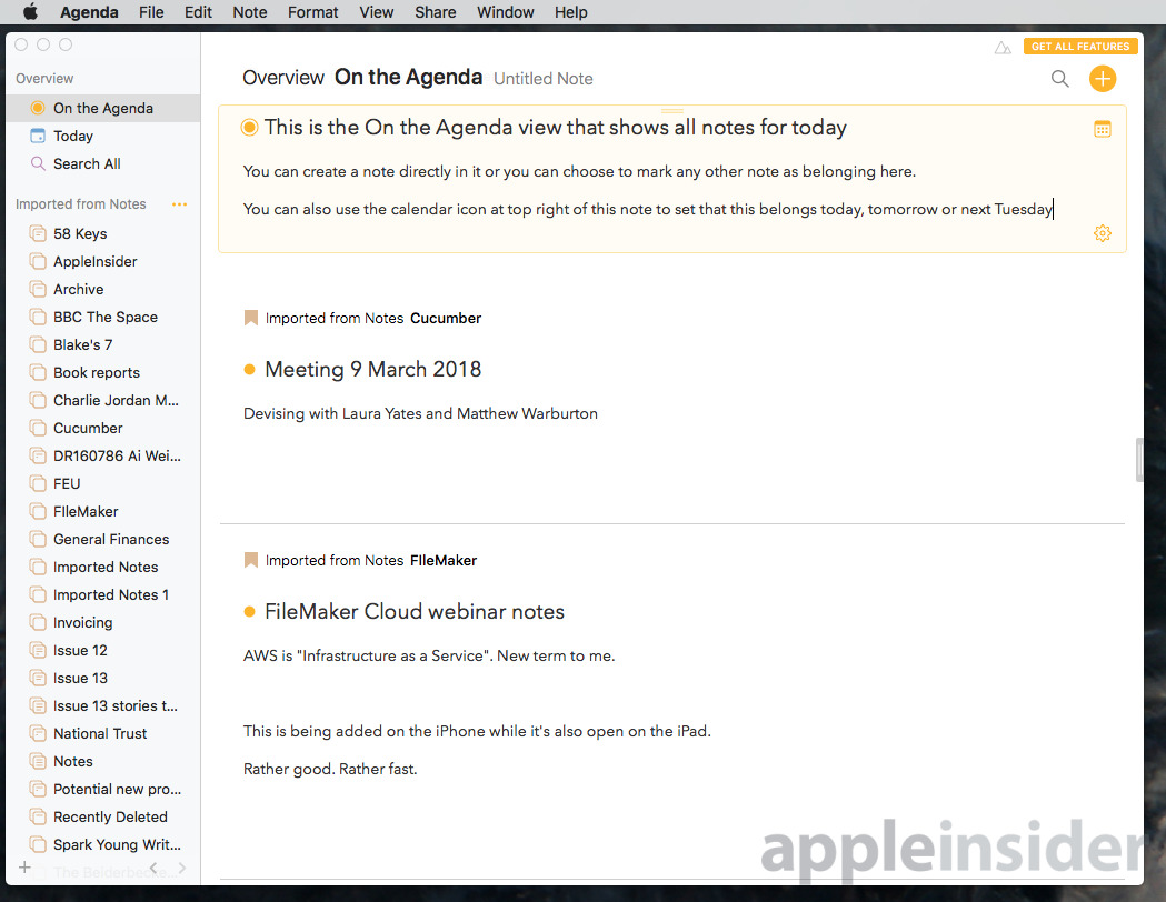 Hands On Agenda 2 0 For Mac Is A Beautiful New Notes App With Unique Calendar Features Appleinsider