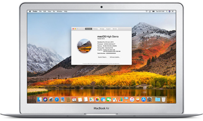 macbook air 2017 high sierra