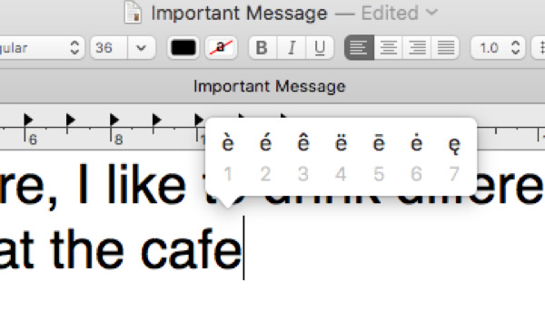 accent in google docs for mac