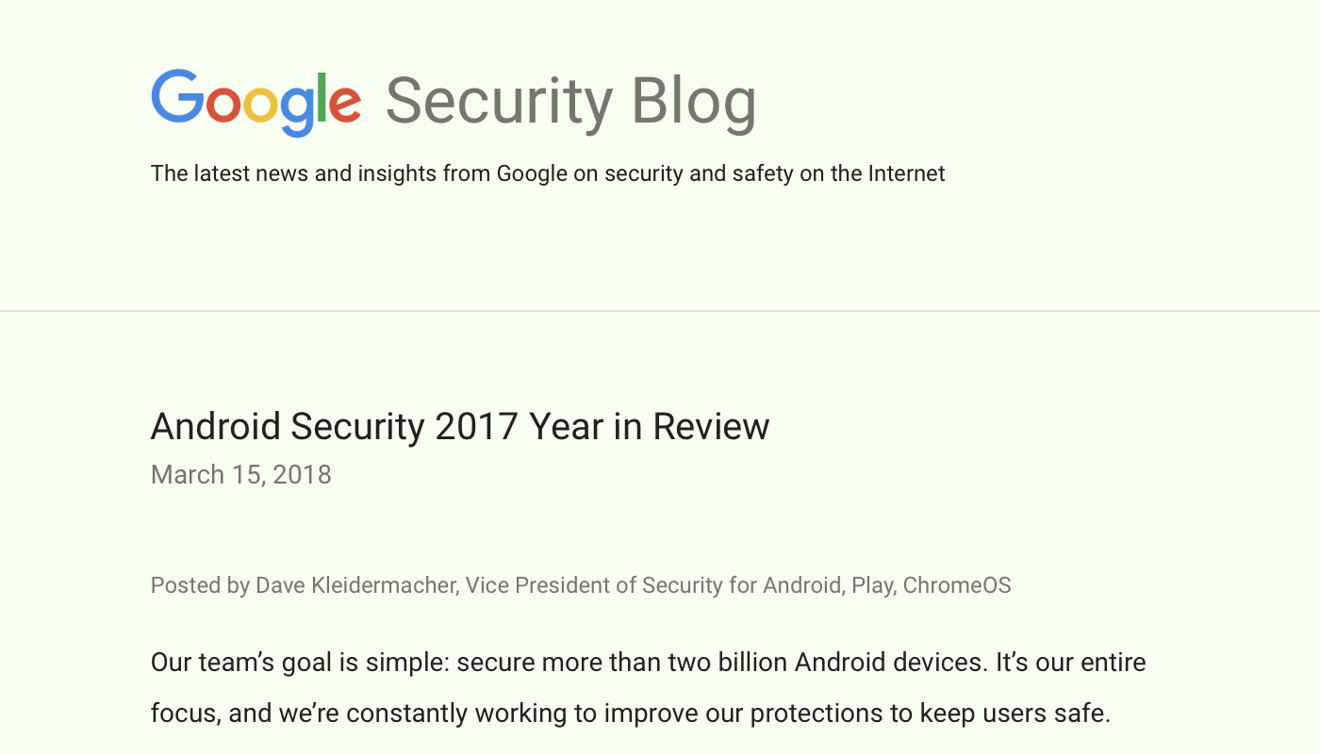 Google、Androidはインストールベースが古いにもかかわらず「競合製品と同じくらい安全」だと主張