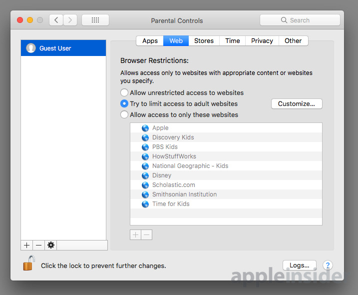 parental control on safari mac