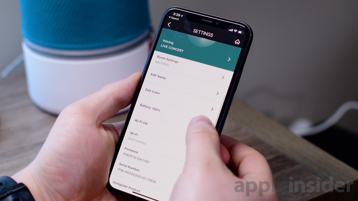 Libratone Zipp settings in app