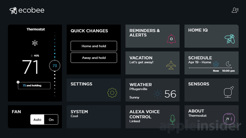The Ecobee Web interface.