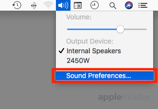 macOS volume control Sound Preferences