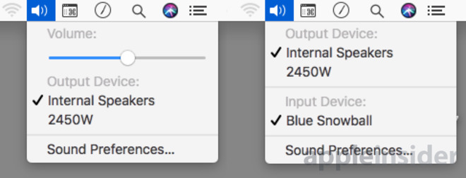 macOS volume control change audio input