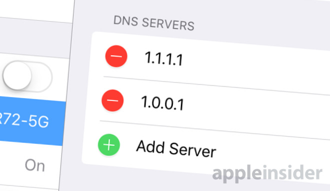 iOS DNS address change