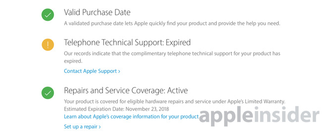 applecare coverage check support serial number