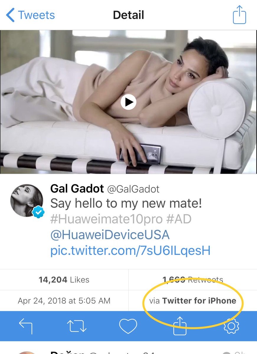 Paid As A Brand Ambassador By Huawei Wonder Woman Star Gal Gadot Tweets From Iphone Appleinsider