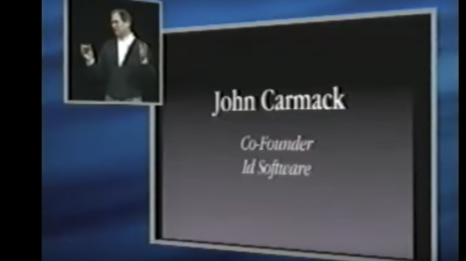 Jobs introduces Carmack in 1999