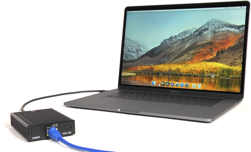 Sonnet Solo 10G Thunderbolt 3 10 gigabit Ethernet adapter MacBook pro