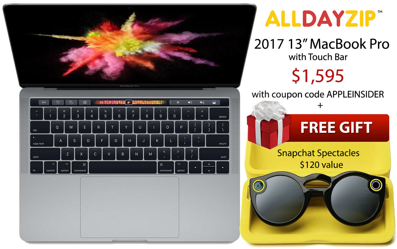 Apple 13 inch MacBook Pro with TouchBar and free Snapchat Spectacles