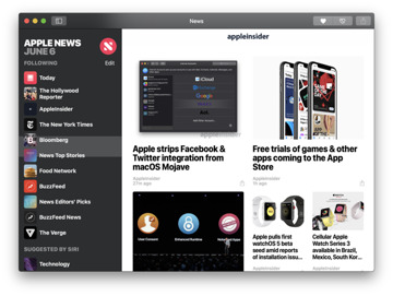 Apple News dark mode in macOS Mojave