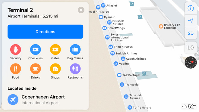 Copenhagen Airport in Apple Maps