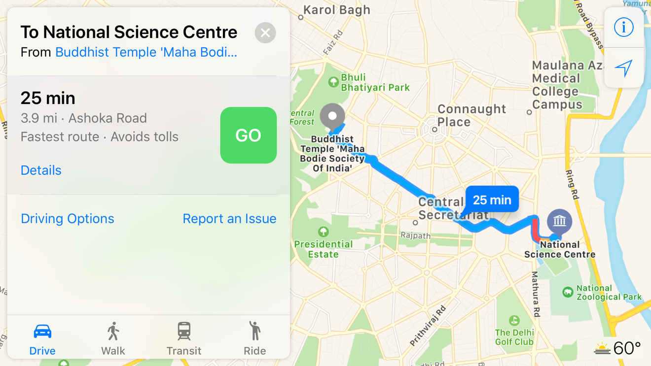 Apple Maps navigation in India