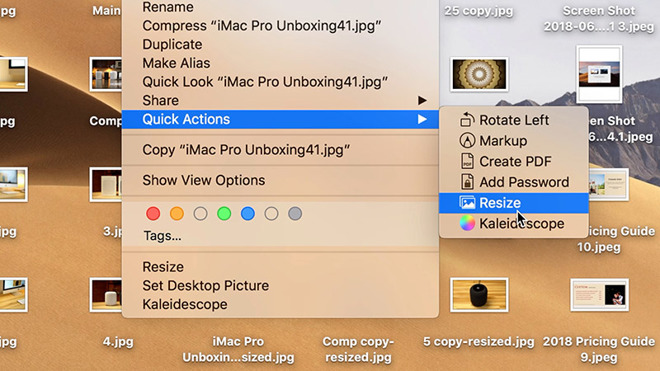 Mojave Quick Actions