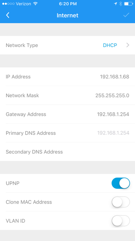 DHCP settings