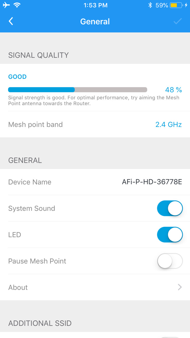 mesh node showing only good signal