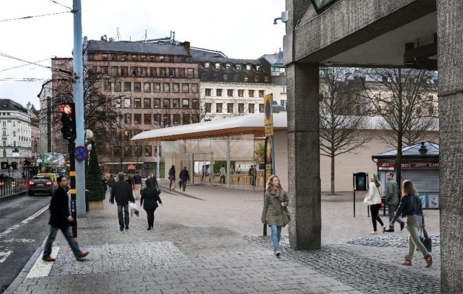 One of Apple's renderings of the proposed Stockholm location.