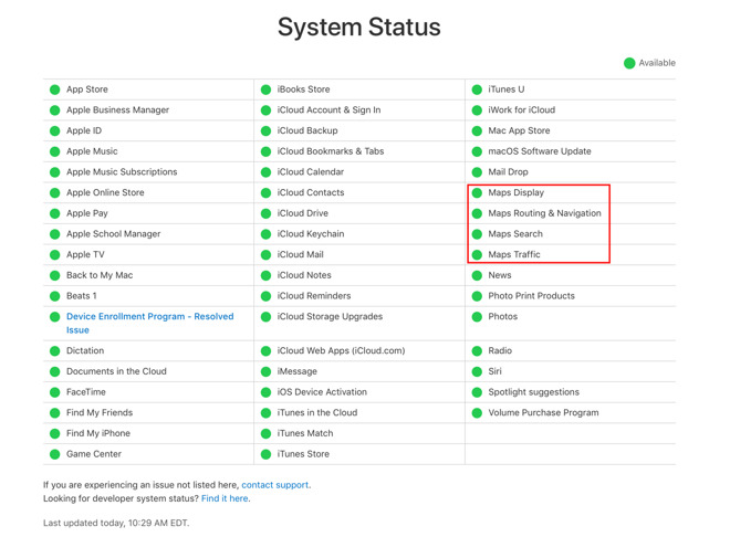 Widespread outage strikes Apple Maps search, directions