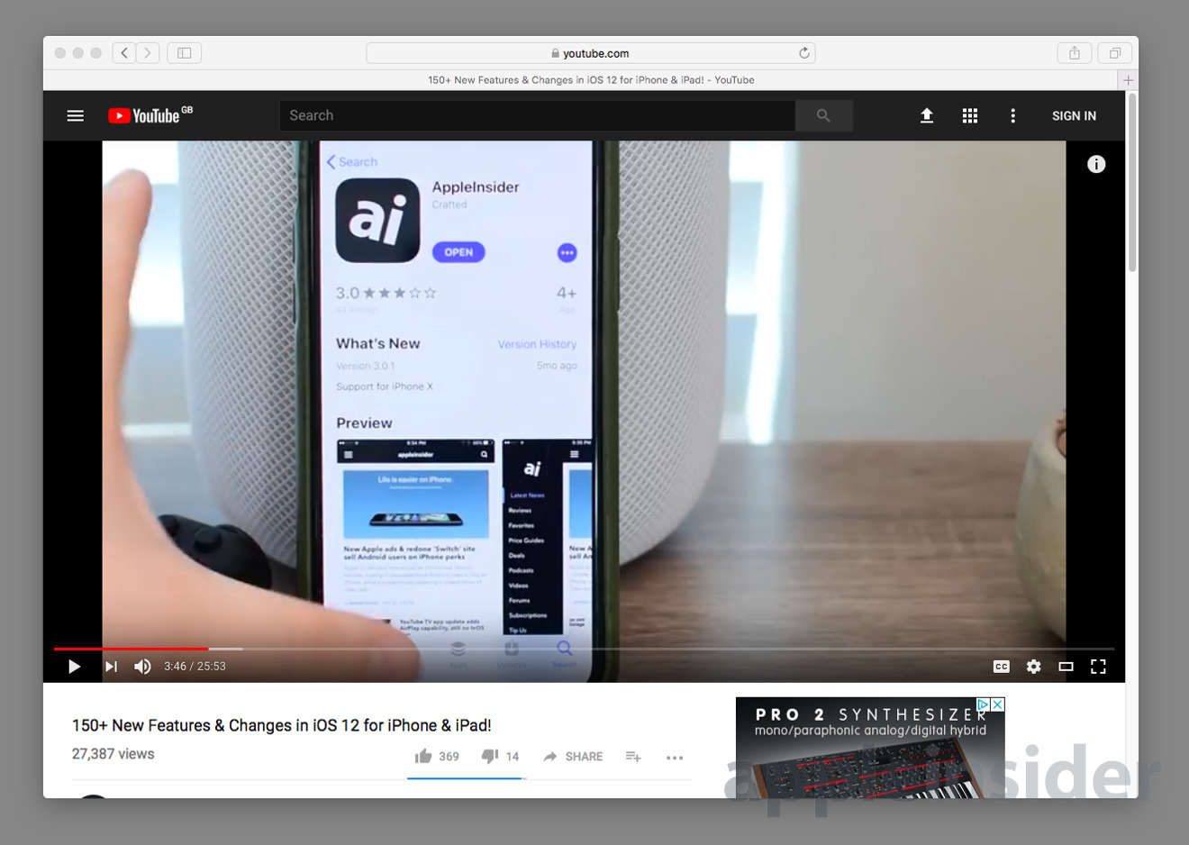 YouTube Safari Picture in Picture macOS