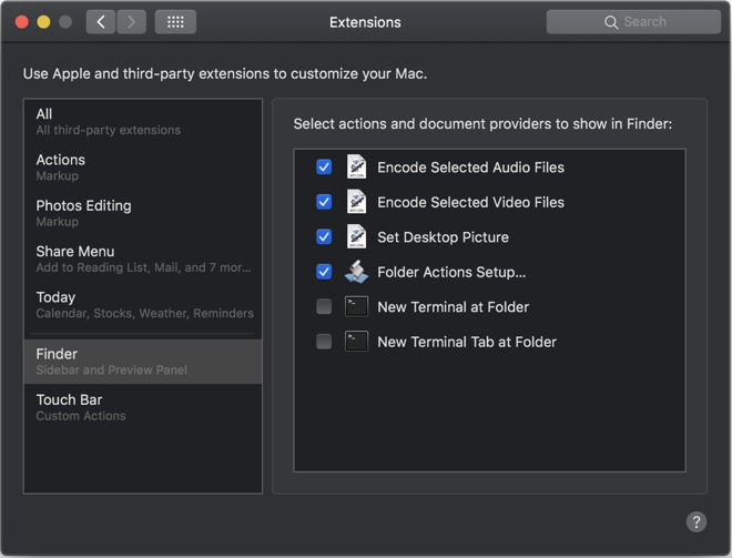 Mojave Finder Extensions
