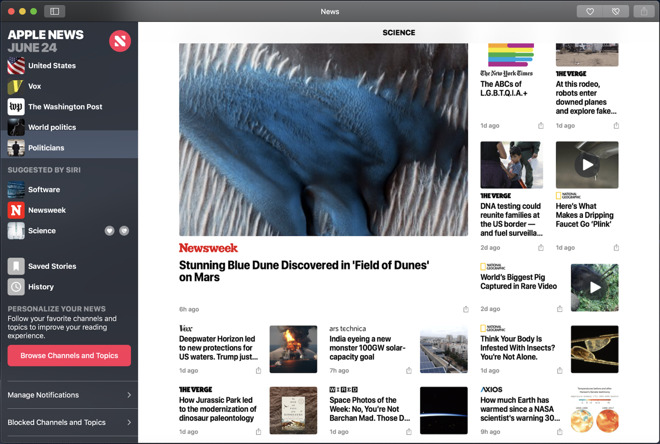 Mojave's News app