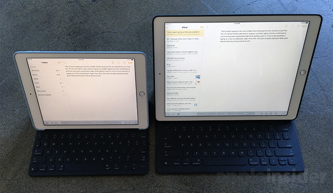 Note the difference in colors displayed by the iPad Pro models.